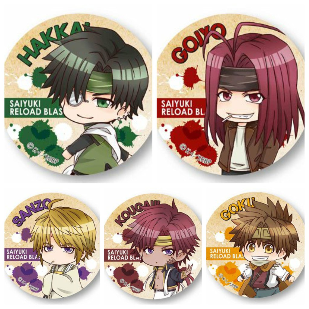 (MÀU NƯỚC) Huy hiệu Saiyuki Reload Blast Tân Tây Du Ký in hình anime chibi dễ thương