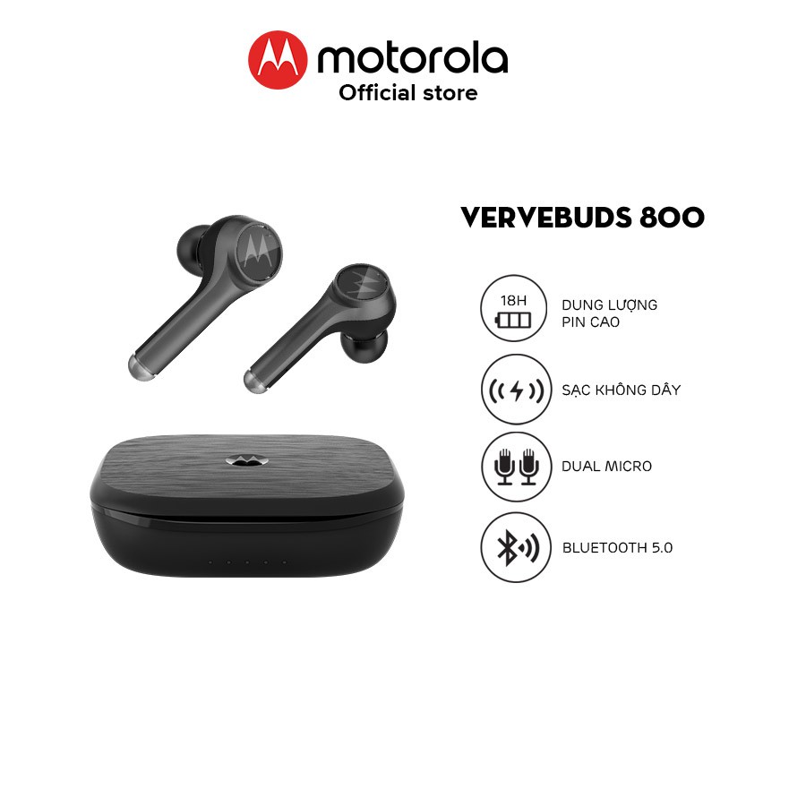 Tai nghe nhét tai bluetooth không dây TWS sạc không dây - Motorola - VerveBuds800-Hỗ trợ sạc không dây- Type C