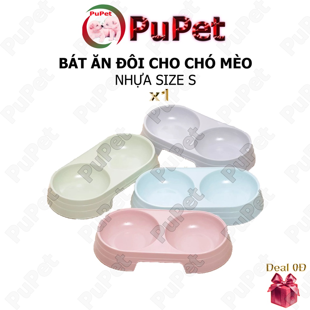 Bát ăn đôi nhựa bóng đẹp cho chó mèo hình tròn - PuPet Shop