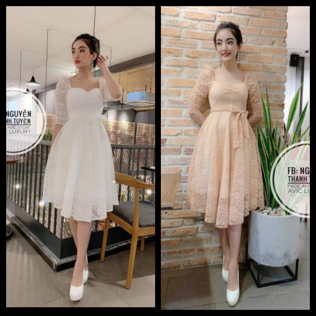 Đầm xoè ren công chúa dự tiệc kèm dây thắt eo + Ảnh thật | BigBuy360 - bigbuy360.vn