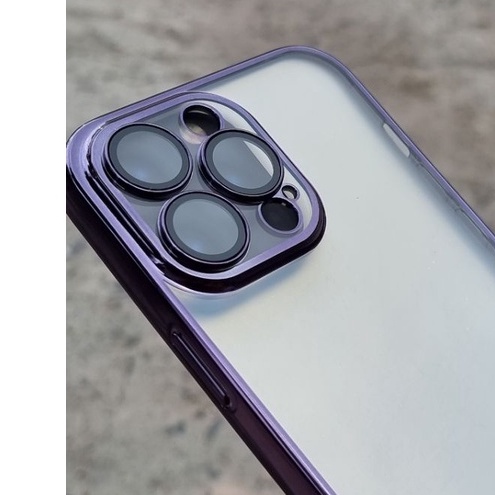 CHÍNH HÃNG MÀU TIM Ốp lưng TOTU trong CÓ LỚP KÍNH bảo vệ mắt camera iPhone 14 PRO PLUS MAX trong dẻo viền màu siêu đẹp