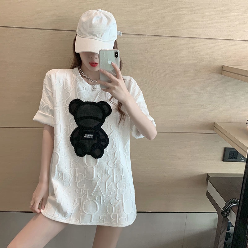 COZOK Áo Thun Tay Ngắn Dáng Rộng In Hình Gấu Dễ Phối Đồ Thời Trang Trẻ Trung
