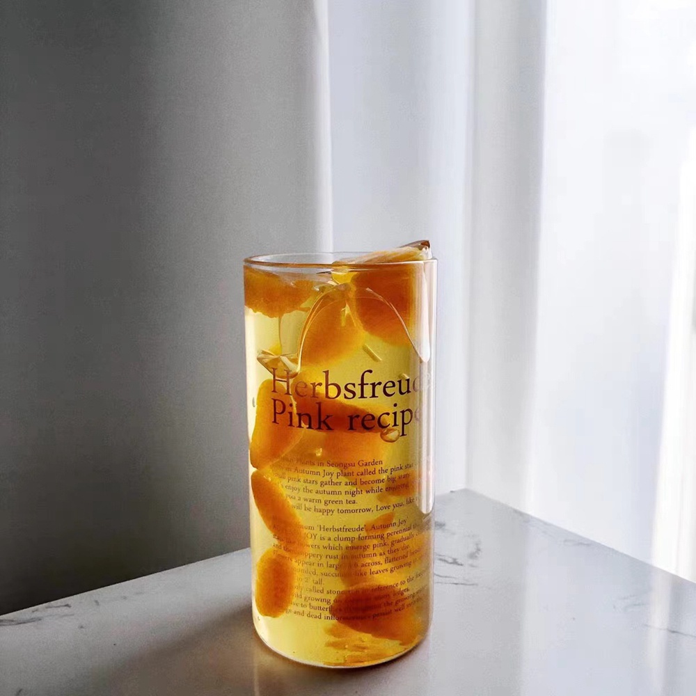Cốc Thủy Tinh Cách Nhiệt In Chữ Pháp Dung Tích 350ML-400ML Tiện Dụng