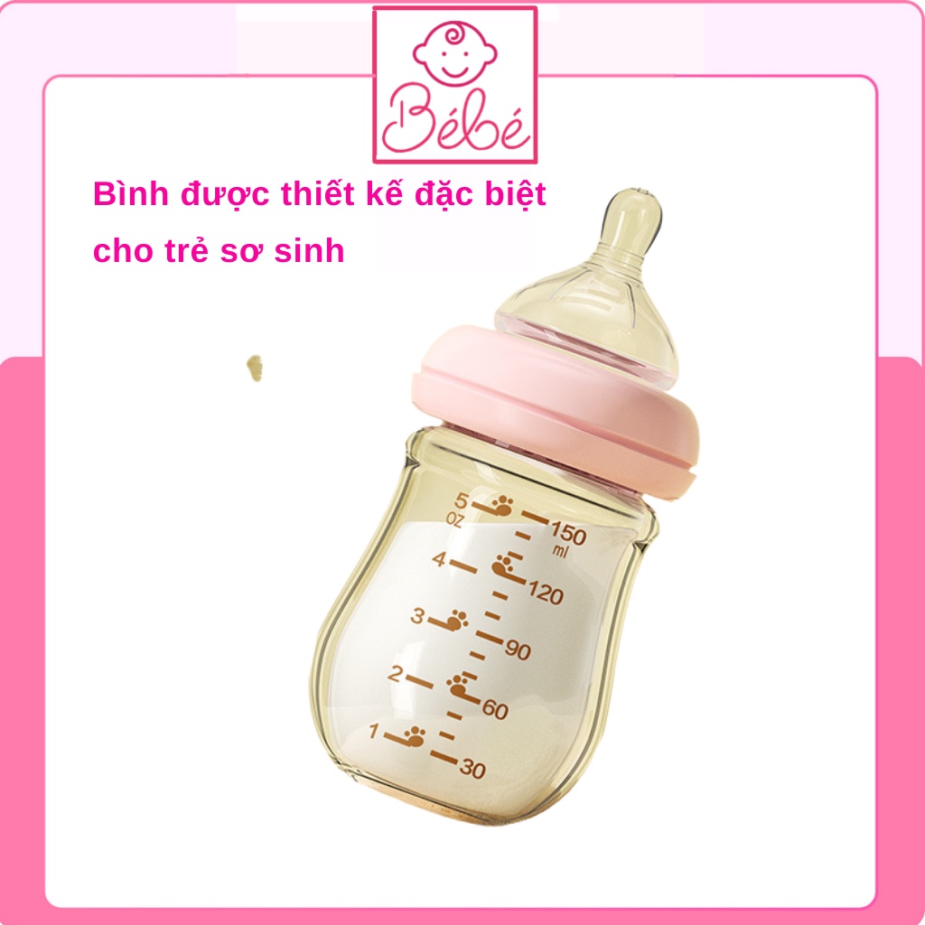 Bình sữa cho bé sơ sinh thủy tinh chống sặc Oberni 120,150ml