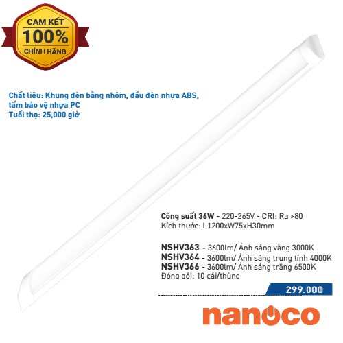 Đèn LED Bán Nguyệt Nanoco 36W - NSHV363, NSHV364, NSHV366
