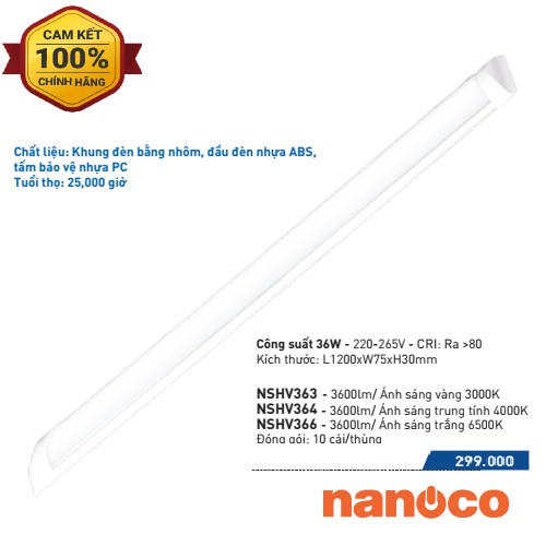 Đèn LED Bán Nguyệt Nanoco 36W - NSHV363, NSHV364, NSHV366