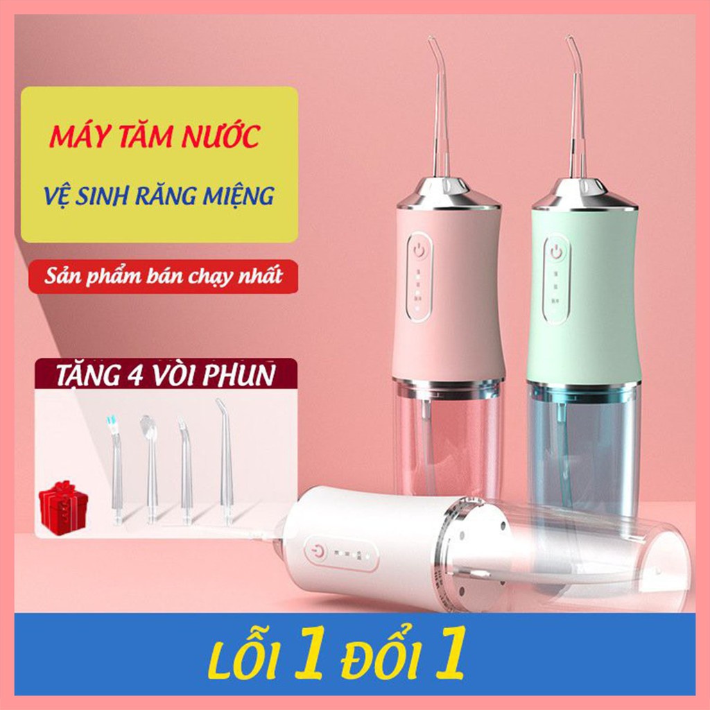 Máy Tăm Nước cầm tay cao cấp - Tăm nước vệ sinh răng miệng công nghệ Châu Âu - 3 chế độ xịt mạnh mẽ