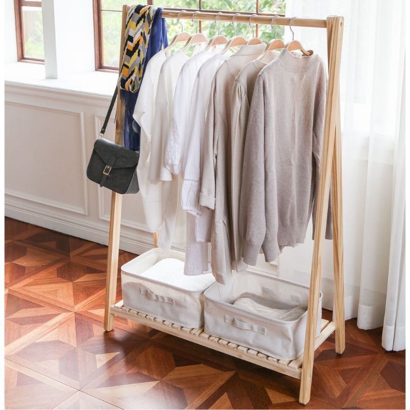 Giá treo quần áo chữ A 1 tầng gỗ thông nhập khẩu