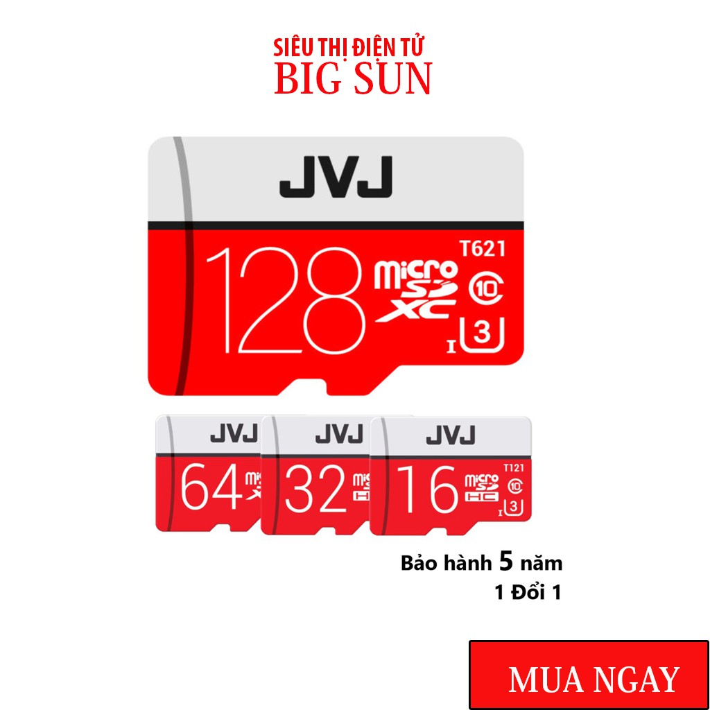 Thẻ nhớ JVJ 16/32/64/128 Gb✨CHÍNH HÃNG  JVJ Pro U3 Class 10 – chuyên dụng cho CAMERA tốc độ cao - Bh 5 năm