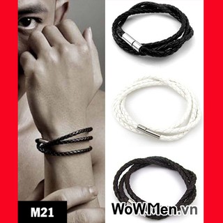Vòng Tay Nam Dây Da Nhân Tạo Dạng Quấn Tay - M21