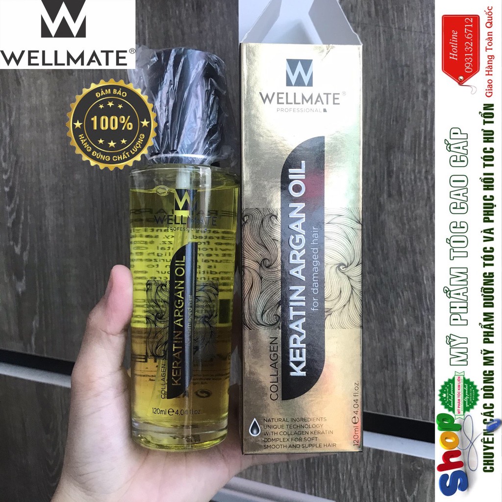 Best Seller[#wellmate_chính hãng] Tinh Dầu Phục Hồi Tóc #wellmate Keratin Argan OIL 120ML