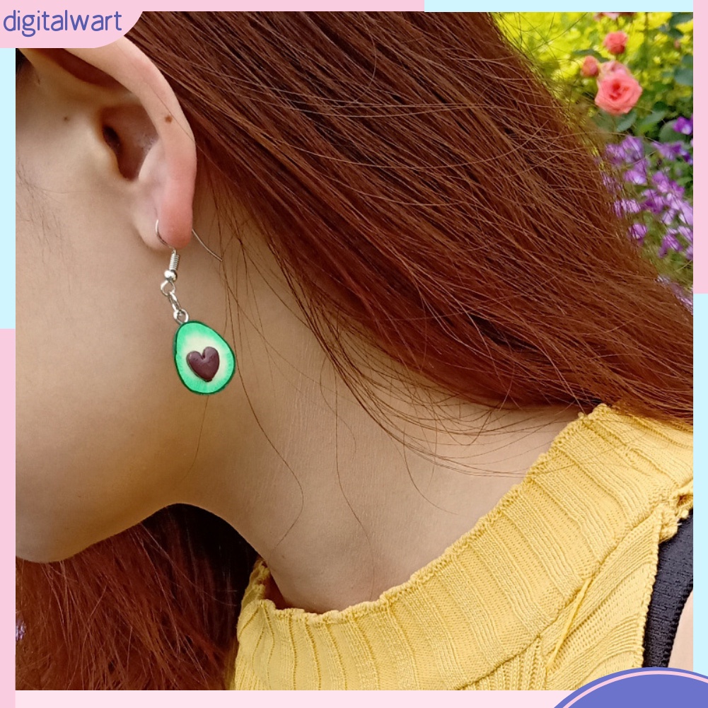 Đôi khuyên tai dáng dài thiết kế mặt hình quả bơ xinh xắn thời trang dành cho nữ