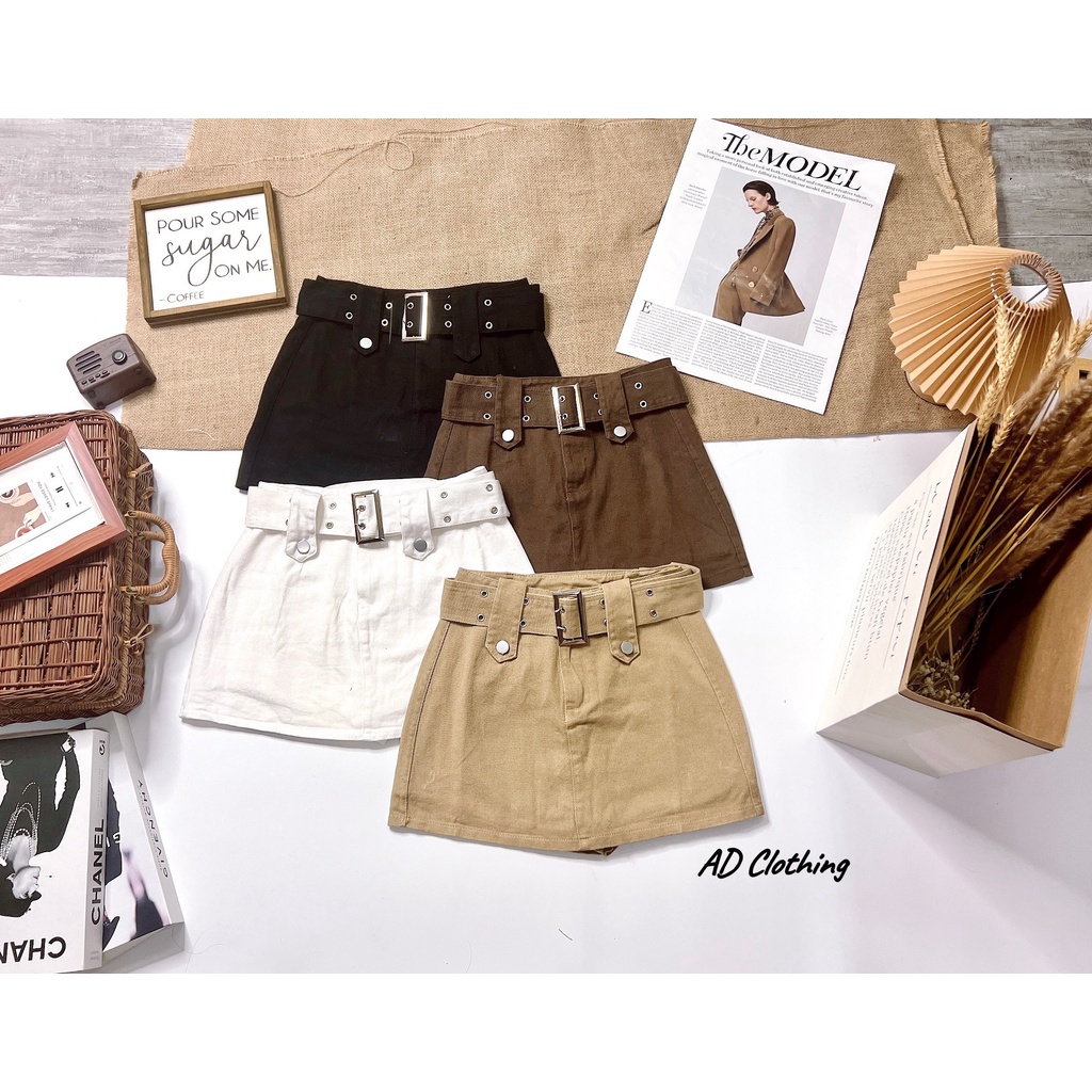 Chân Váy Kaki Kèm Đai Dáng Ngắn Mã 757