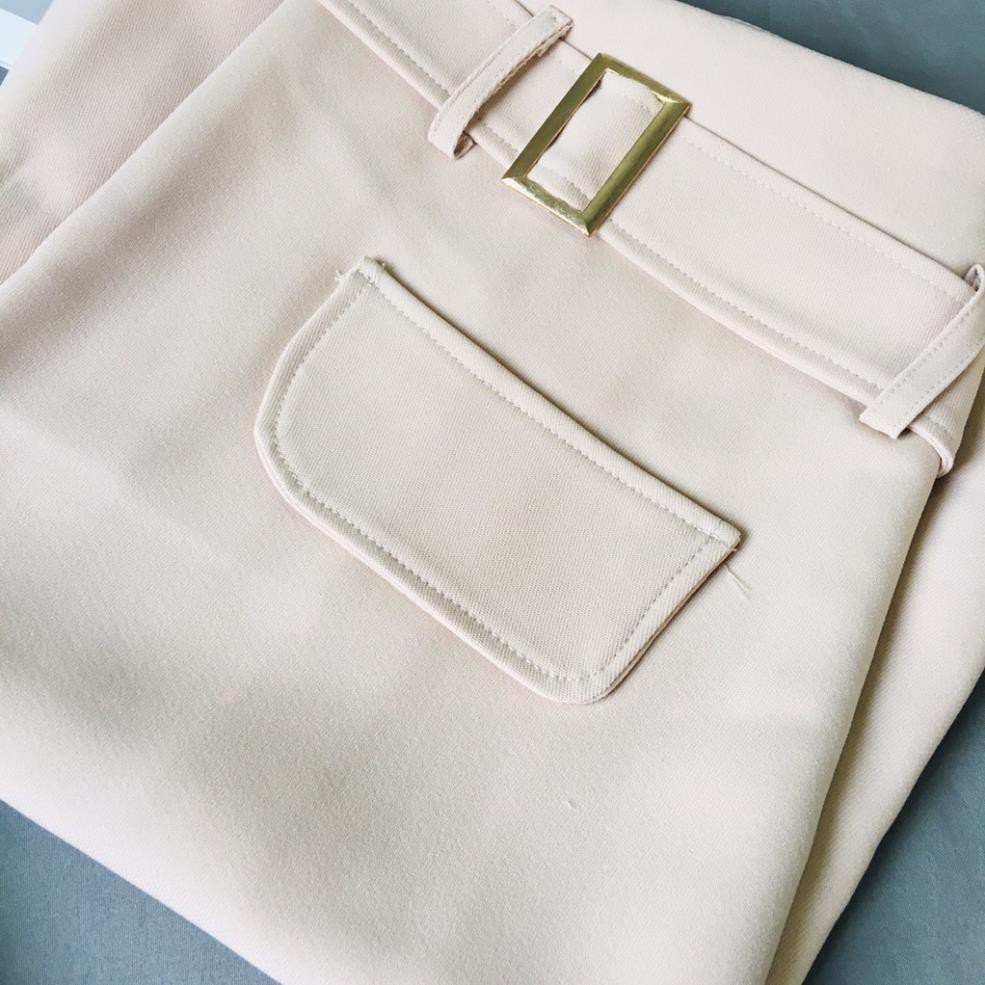 {GIÁ TẠI XƯỞNG} Chân Váy xếp ly đai chữ nhậtiêu Xinh 2 màu đen/ kem | BigBuy360 - bigbuy360.vn