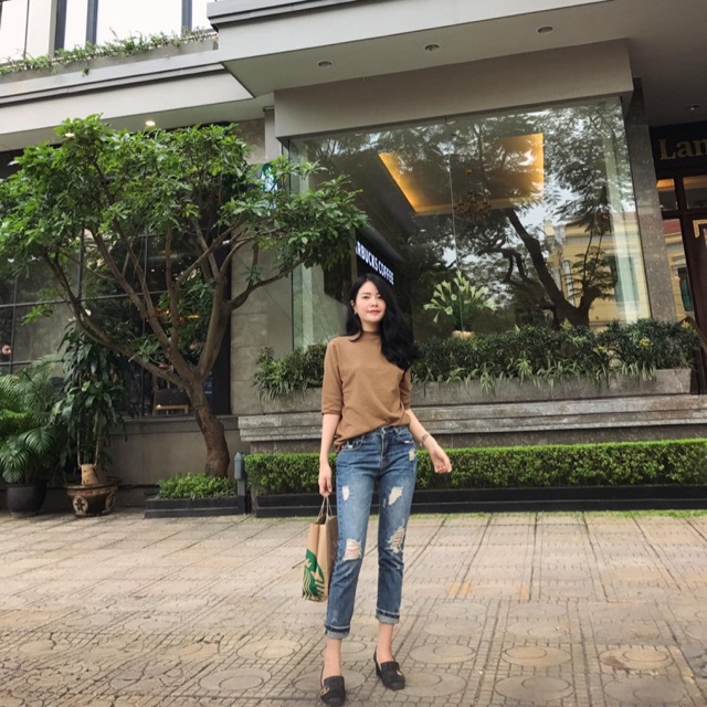 Set áo len + quần jeans