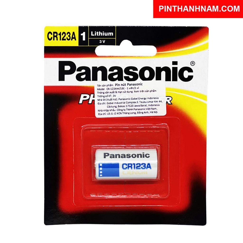 Pin CR123A Panasonic lithium 3V vỉ 1 viên chính hãng