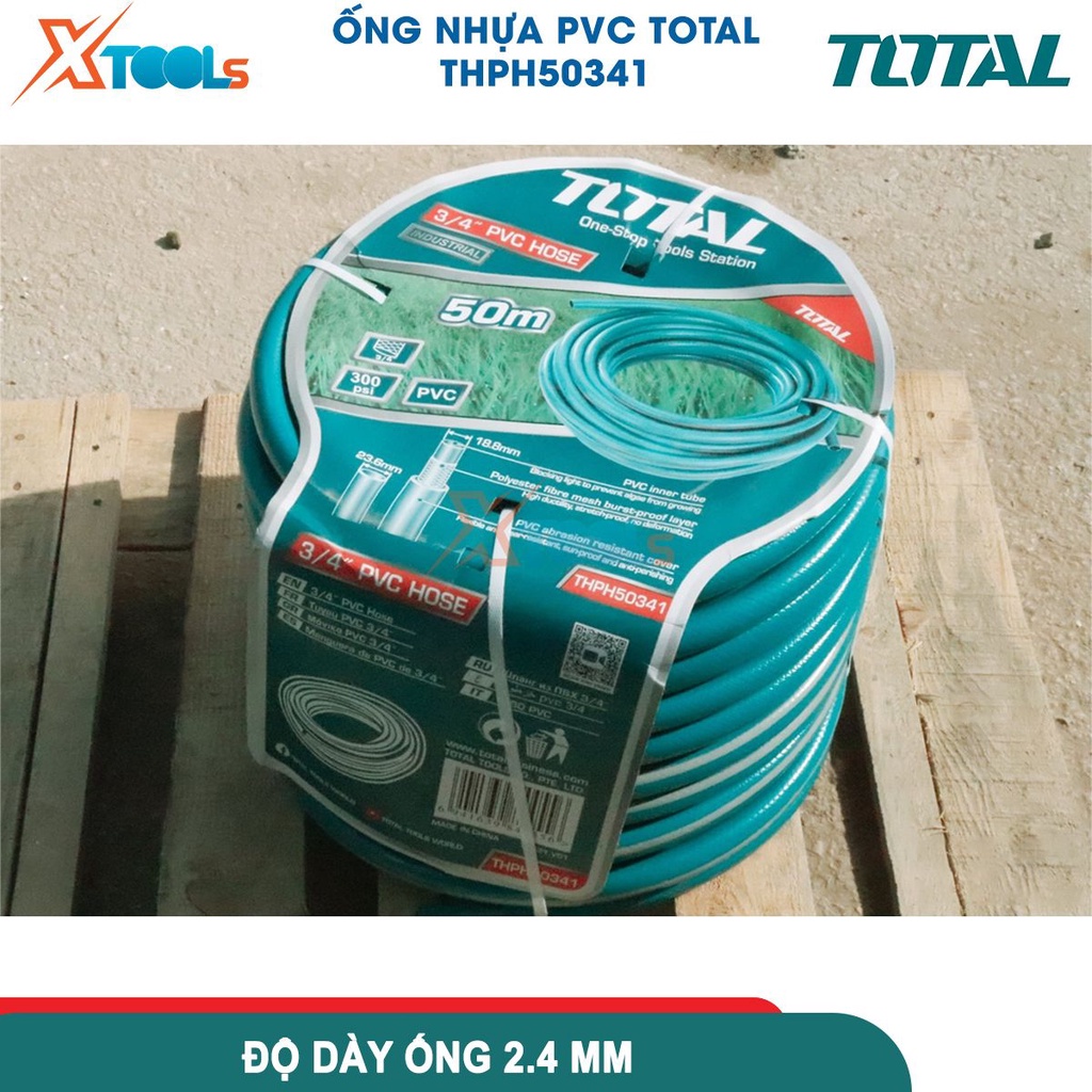 Ống nước áp lực cao PVC TOTAL 3/4 inch X 50M THPH50341 ống nhựa pvc đường kính 16mm chịu áp lực 300PSI CHÍNH HÃNG-XTOOLS