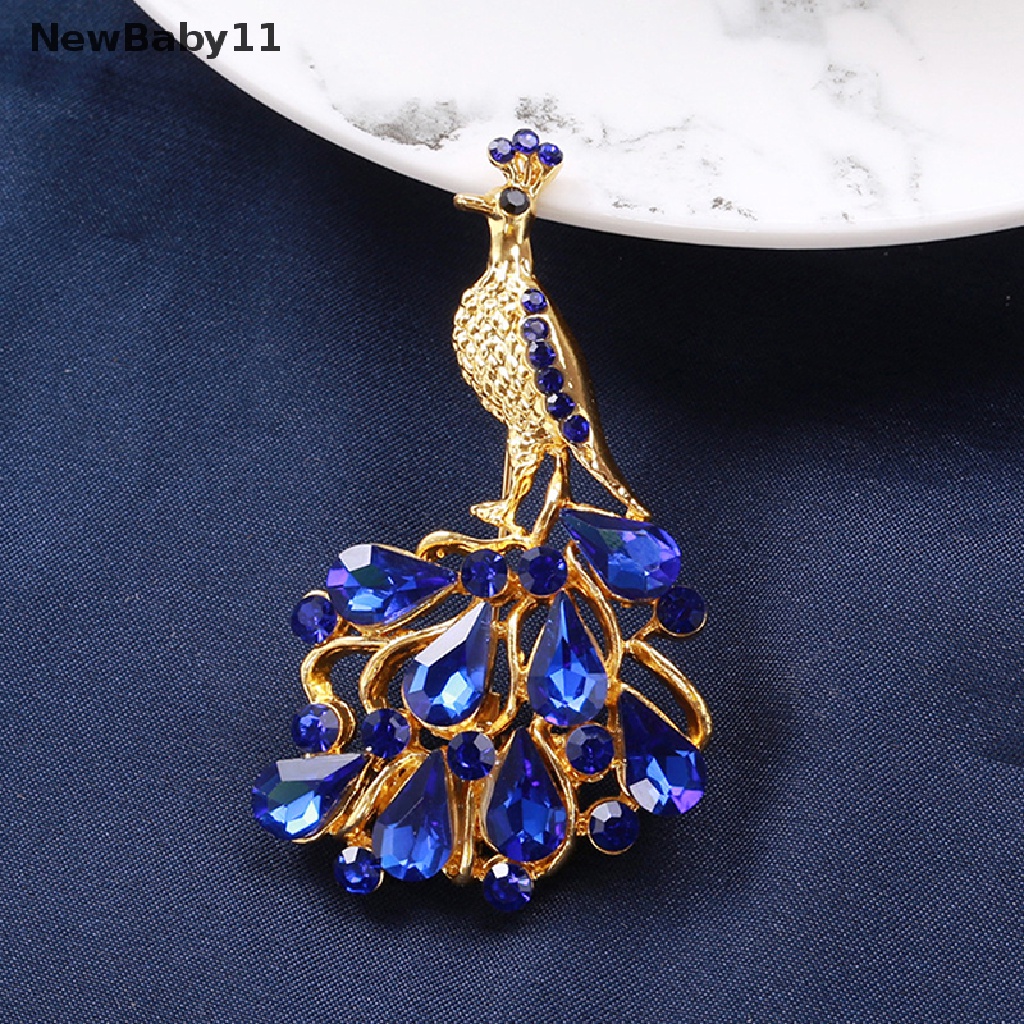 Ghim Cài Áo Hình Chim Công Đính Đá Lấp Lánh Phong Cách Retro