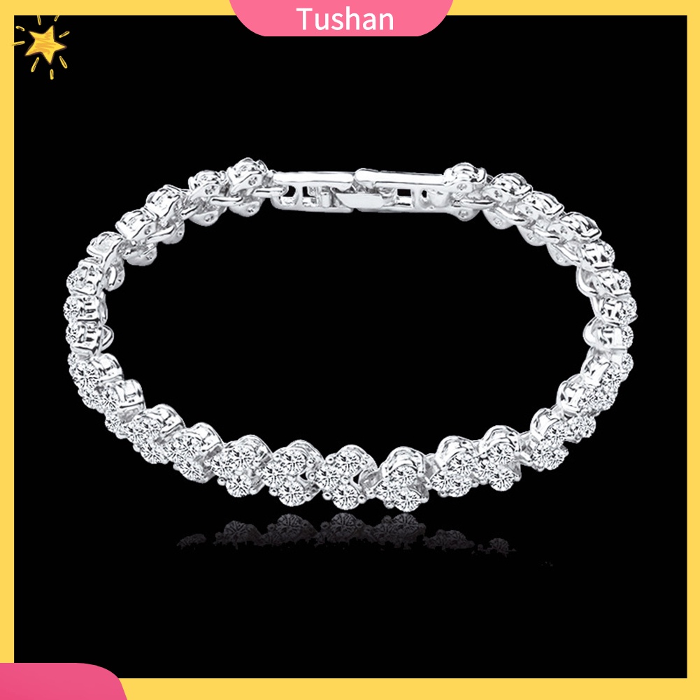 Vòng tay dát zircon toàn khối kiểu dáng thời trang thanh lịch cho nữ TUSH