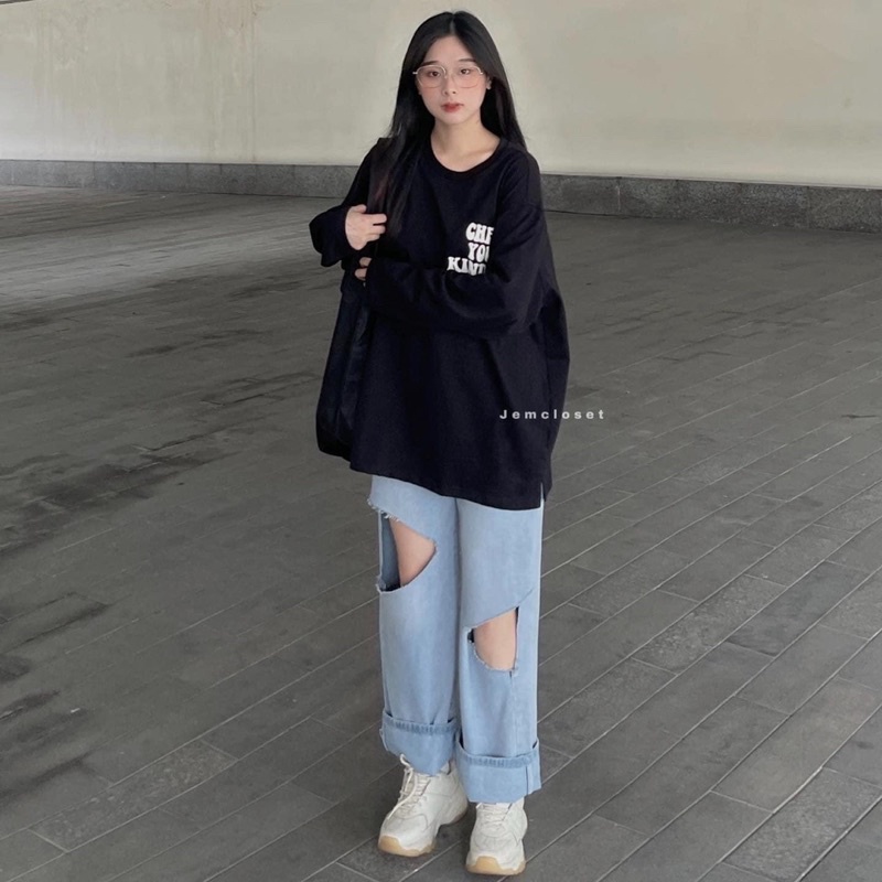 Áo nỉ cổ tròn CHECK REALLY in 2 mặt TTA877