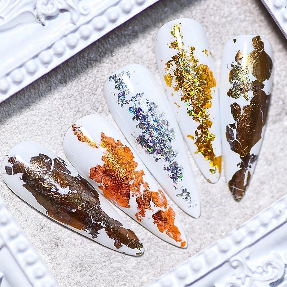 Phụ Kiện Trang Trí Móng Tay Nghệ Thuật Cho Bạn Gái|Vòng Đeo Tay Nhiều Màu Sắc|Hình Dán Móng Tay 3D Bằng Nhôm Hình Chiếc Lá