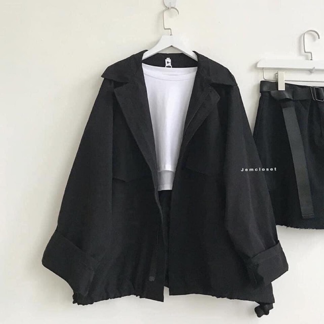 Áo khoác kaki tay bồng