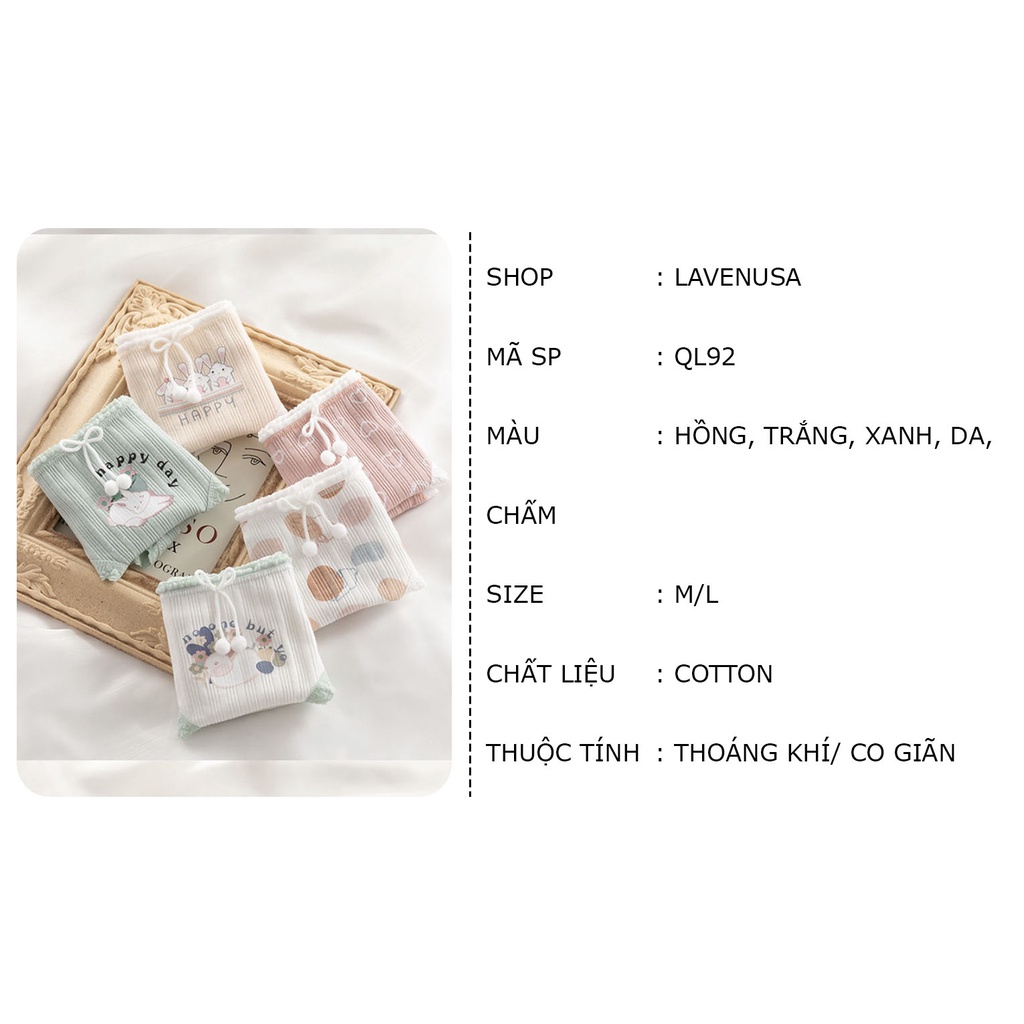 Quần lót cotton nữ mềm mịn thoáng khí hình thú dễ thương LAVENUSA QL92