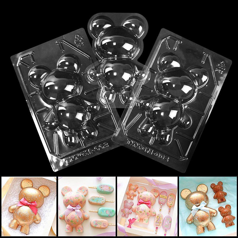 Bộ 3 Khuôn Làm Bánh Hình Gấu 3D Bằng Nhựa Epoxy Độc Đáo Tiện Dụng