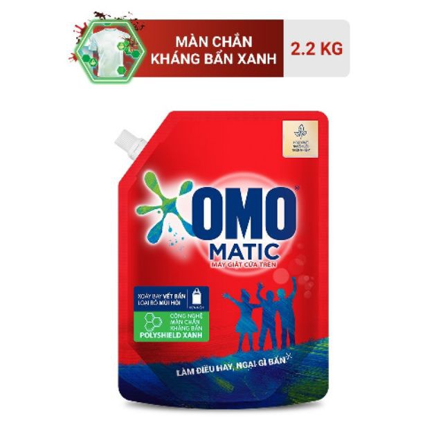 Túi Nước giặt OMO Matic Xoáy Bay Vết Bẩn - Loại Bỏ Mùi Hôi Giành cho Cửa Trên (2.2KG)