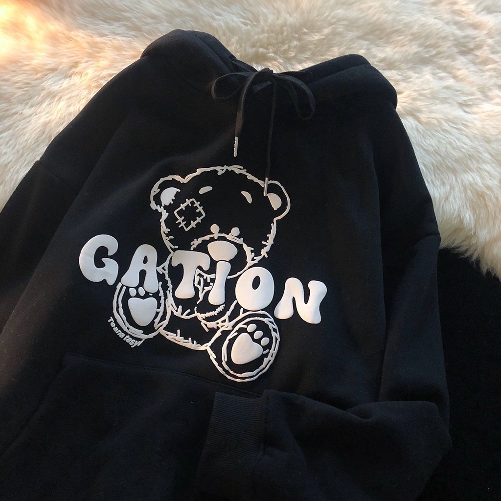 Áo Hoodie Dáng Rộng Bằng Vải Nhung Thời Trang Hong Kong Cổ Điển Dành Cho Nam Nữ