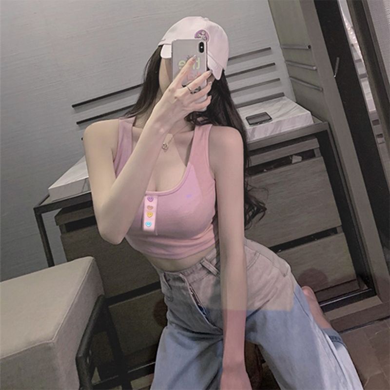 Áo Crop Top Không Tay Cổ Chữ U Màu Sắc Kẹo Ngọt Thời Trang Mùa Hè Gợi Cảm Dành Cho Nữ