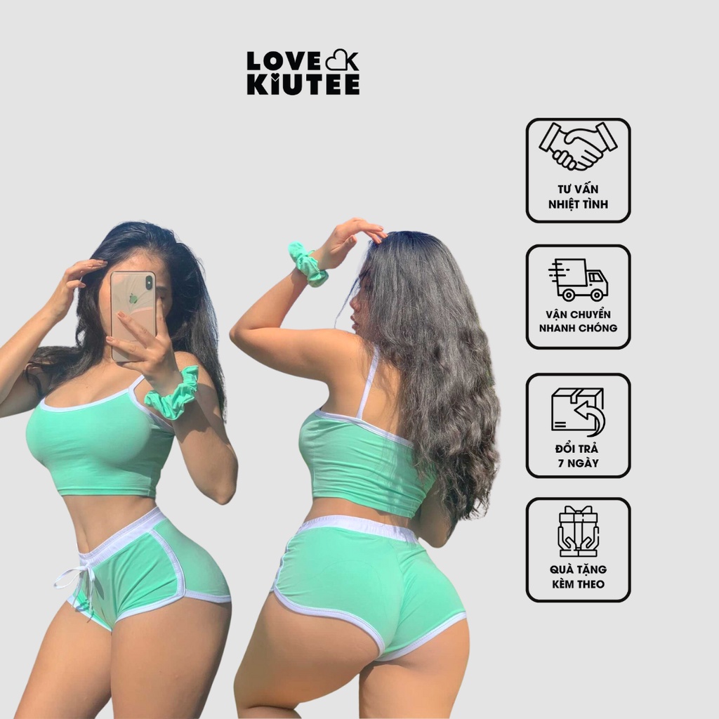 Quần Booty Short ngắn viền trắng ôm mông có size từ 40-70kg LOVEKIUTEE