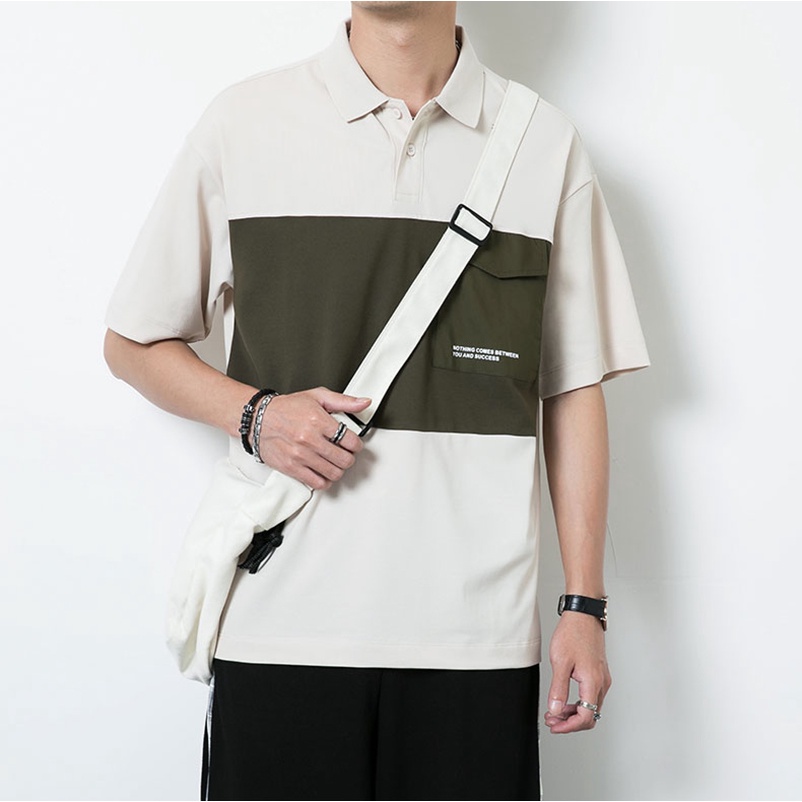Áo Thun Polo Nam Nữ Tay Lỡ Phối Túi Ngực Cổ Bẻ Thời Trang Mixxmen TOP NAM 228