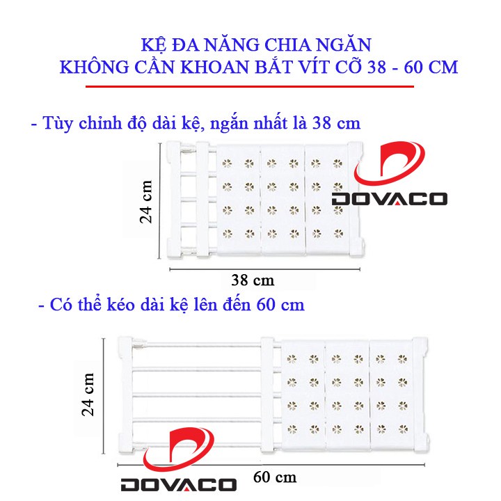 Kệ đa năng chia ngăn tủ nhà bếp, nhà tắm,  không cần khoan bắt vít 29-40cm