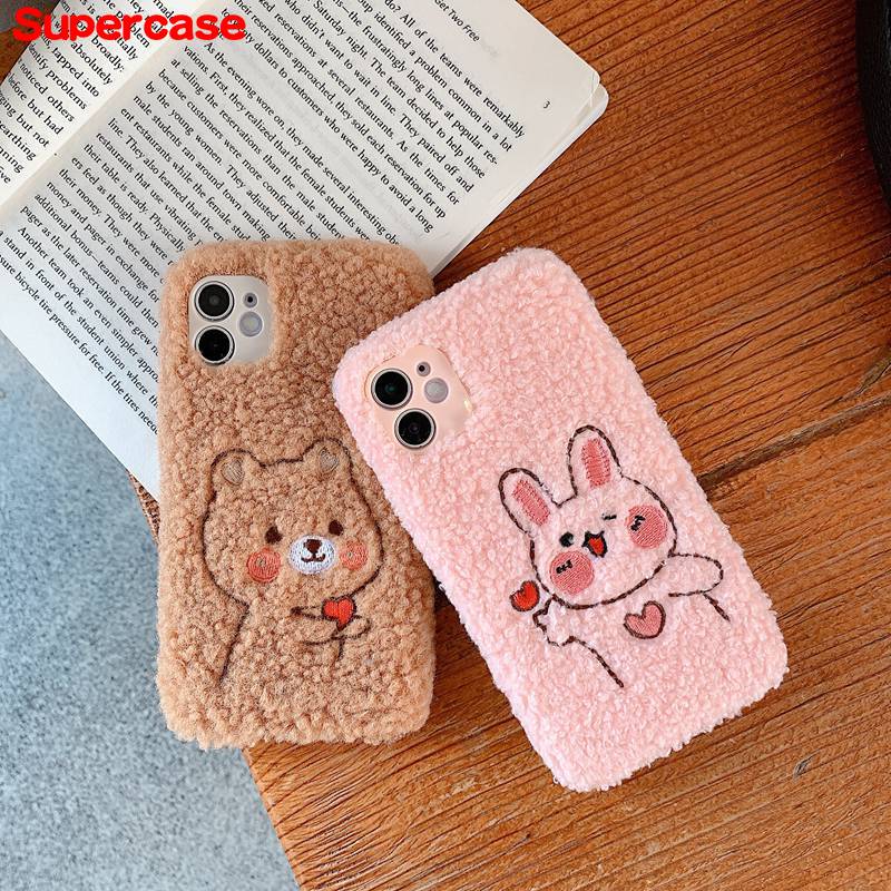 Soft Cover For OPPO Reno 3 4G ACE 2Z 2F Z 2 5G 10X Zoom R17 Pro R15 R9s F3 F1 Plus F11 F5 F1s Cartoons Phone Case Cute Warm Plush Bunny Bear Lovely Back Cover