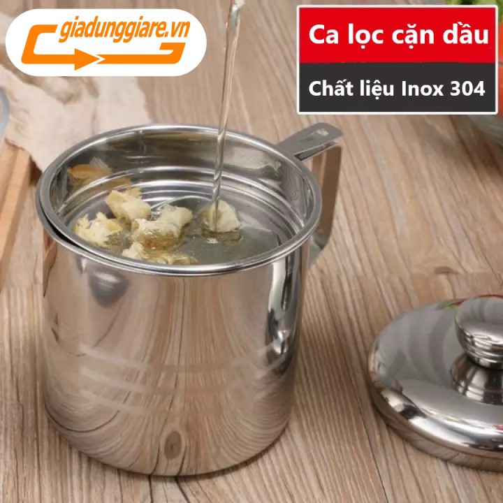 Ca lọc dầu ăn INOX 304 (1200ml ) hàng cao cấp , có lưới lọc cặn tiện lợi dùng lọc nước trái cây , lọc đậu nành , lọc cua