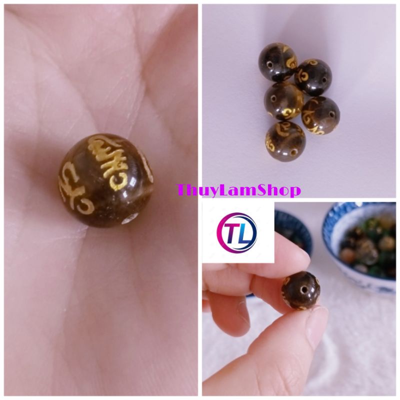 Viên đá thanh tẩy khắc chú Ommani dùng thanh tẩy bài, handmade, DIY, sưu tầm