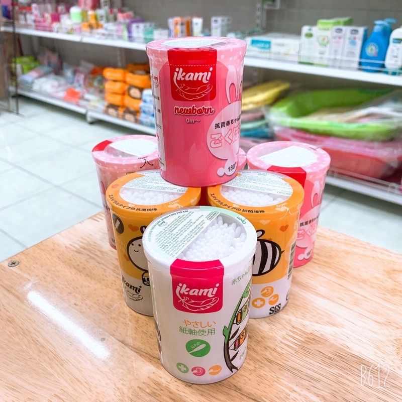 Set 180 cây tăm bông IKAMI kháng khuẩn dành cho trẻ sơ sinh