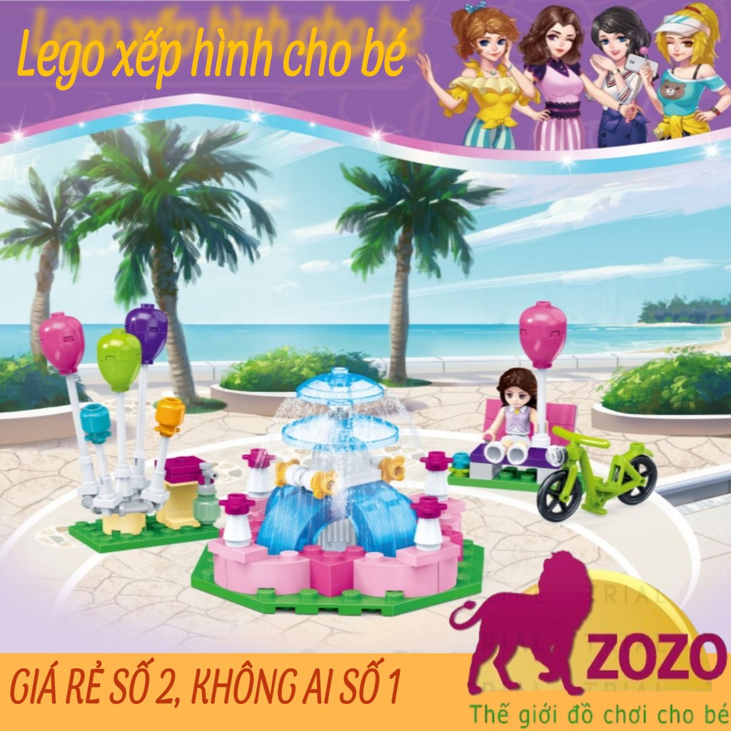 Xếp hình lego 💞FREESHIP💞 Đồ chơi cho bé gái - Lego công chúa và đài phun nước hàng Quảng Châu chất lượng cao