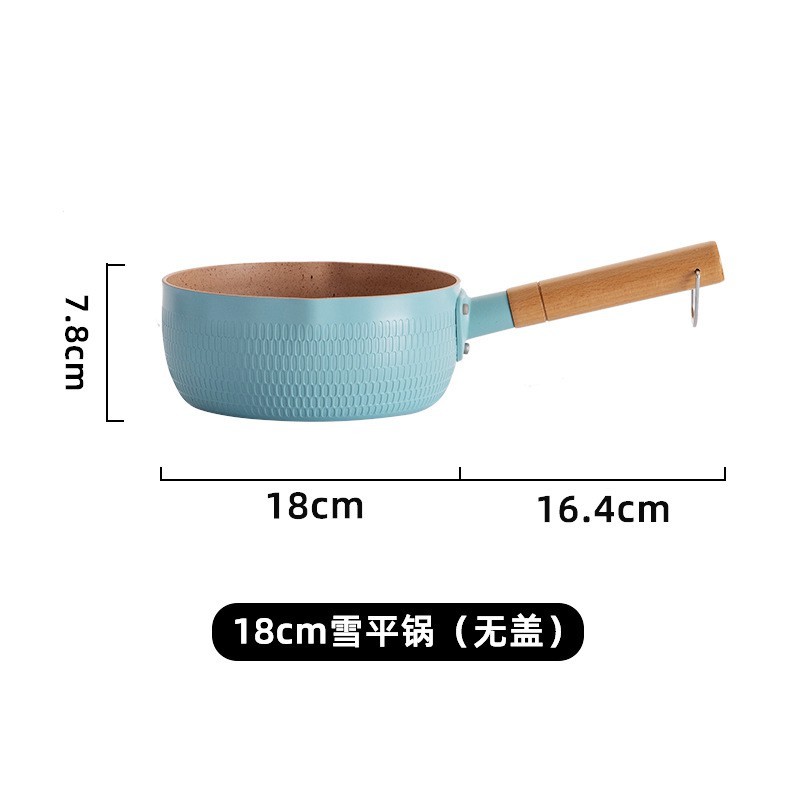 Chảo Sâu Lòng Chống Dính 18cm Chiên Xào Nấu, Chảo chống dính lòng sâu 18cm, Quánh Sâu Lòng Tay Cầm Gỗ Tiện Lợi