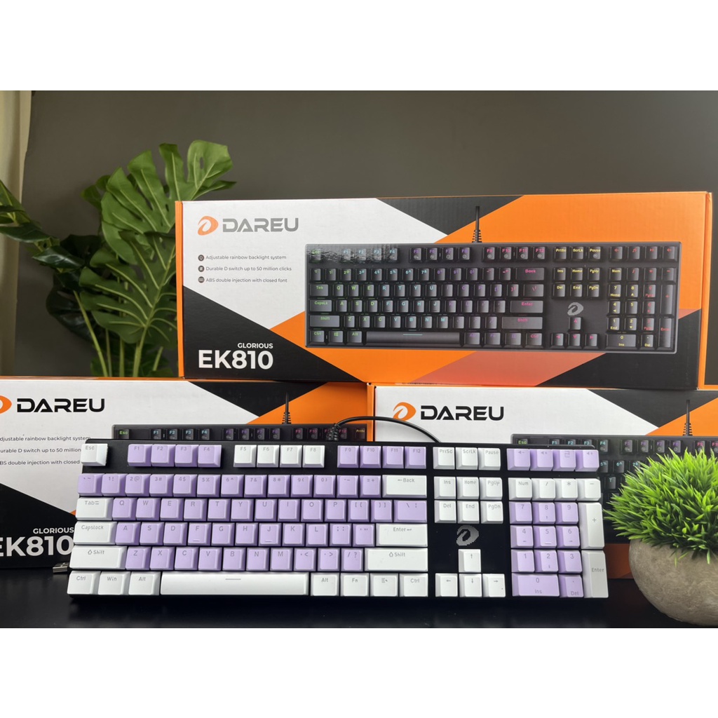 Bàn phím cơ gaming red switch brown blue switch EK810 full size led nhiều màu đổi màu chính hãng Dareu - Bảo hành 2 năm