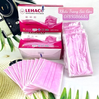 Khẩu trang Y TẾ LEHACO 4 LỚP MÀU HỒNG 50 cái / hộp - Khẩu trang Lehaco 4 lớp kháng khuẩn