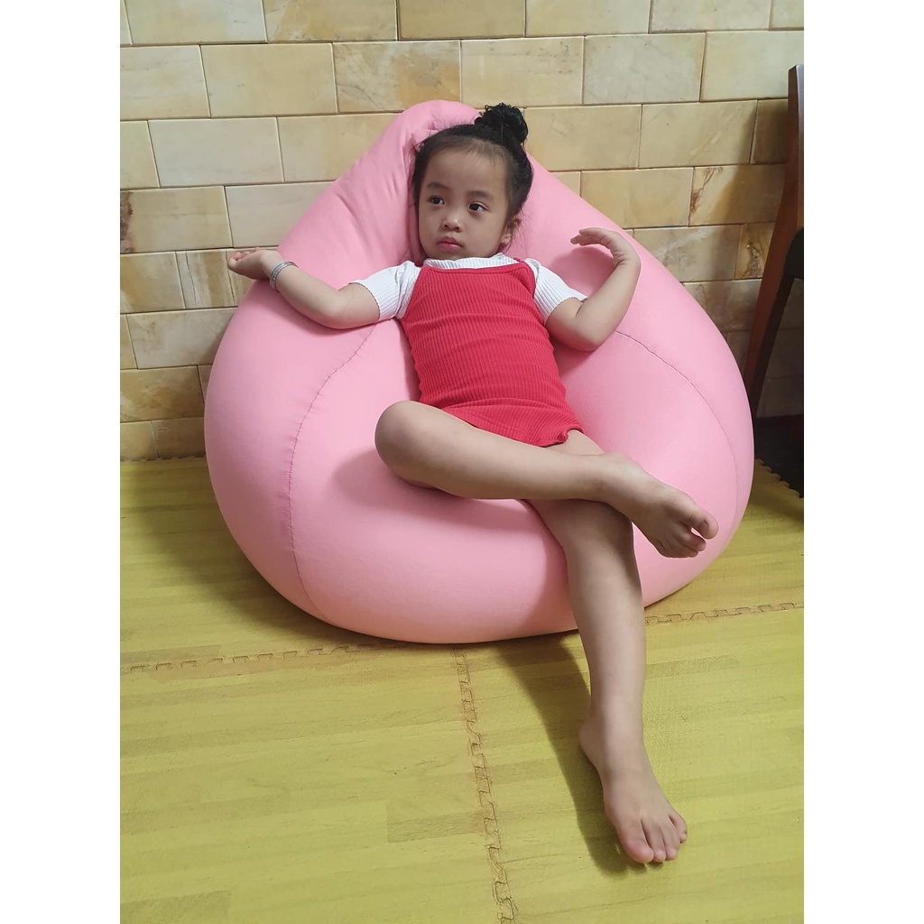 Ghế lười hạt xốp 3ii Home hình trái lê cao cấp màu hồng size M 80x100cm