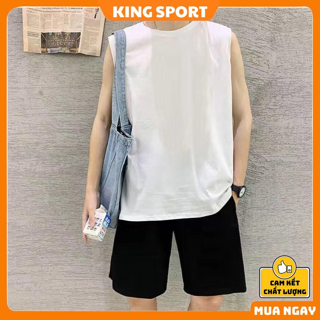 Bộ quần áo mùa hè nam nữ ba lỗ tank top form rộng tập gym vải thun mềm mịn thoáng mát đẹp cao cấp thể thao KING SPORT