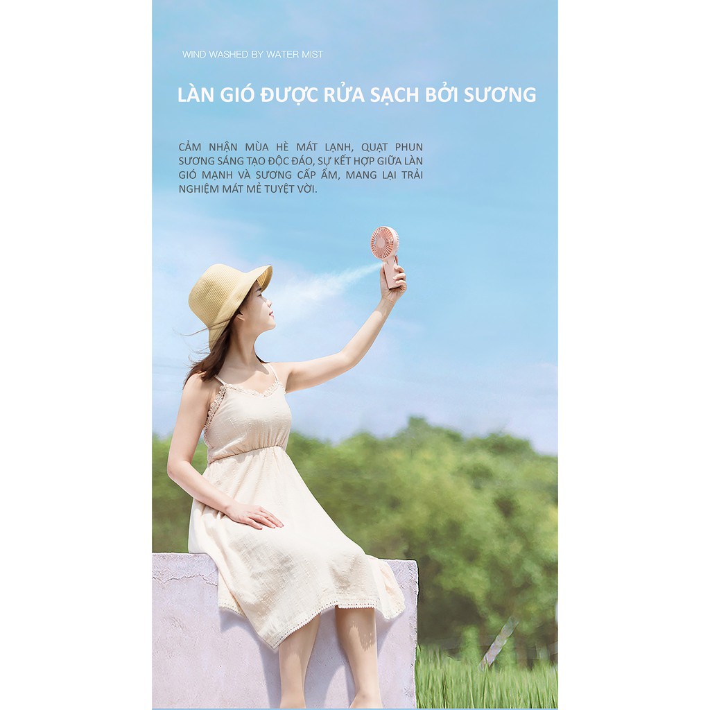 Quạt mini cầm tay phun sương tích điện Jisulife F9 Hot 2020, quạt phun sương 2IN1, lực gió siêu mạnh, tạo đổ ẩm cho da | BigBuy360 - bigbuy360.vn