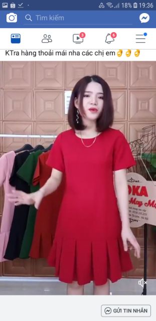 Đầm suông xếp li lai