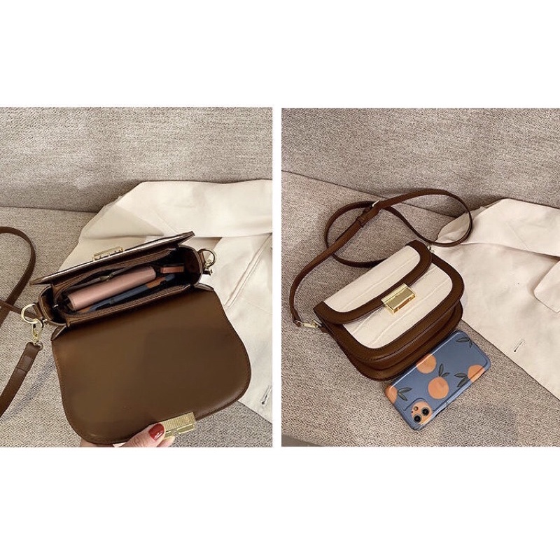 Túi Đeo Chéo Nữ Ulzzang Viền Nâu M4