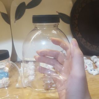 Chai nhựa trong 400ml tròn lùn miệng rộng nắp vặn
