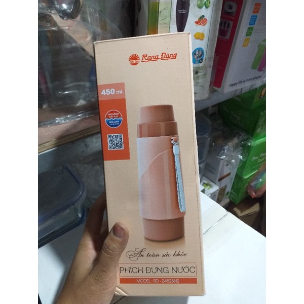 Phích nước nóng  Rạng Đông 0,45 lít - Bình giữ nhiệt nhỏ mang đi theo người hàng Rạng Đông