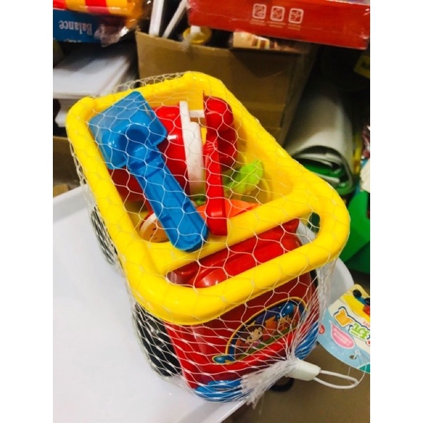 Bộ đồ chơi xe xúc cát, hạt muồng